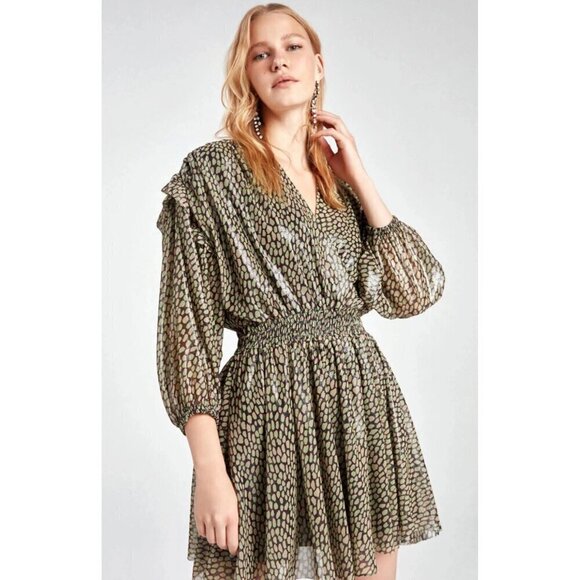 NWT NOCTURNE Dress Mini‎ Wrap Black Print Size XL - Picture 1 of 16